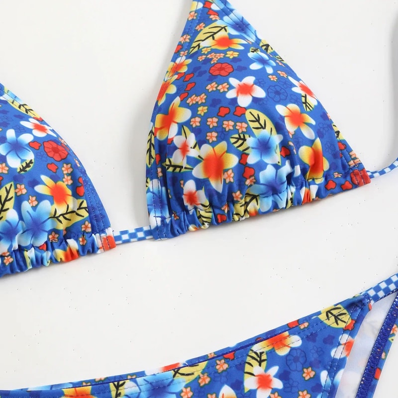 Circyy Floral Print LaceUp Backless Bikini Set For Women 8