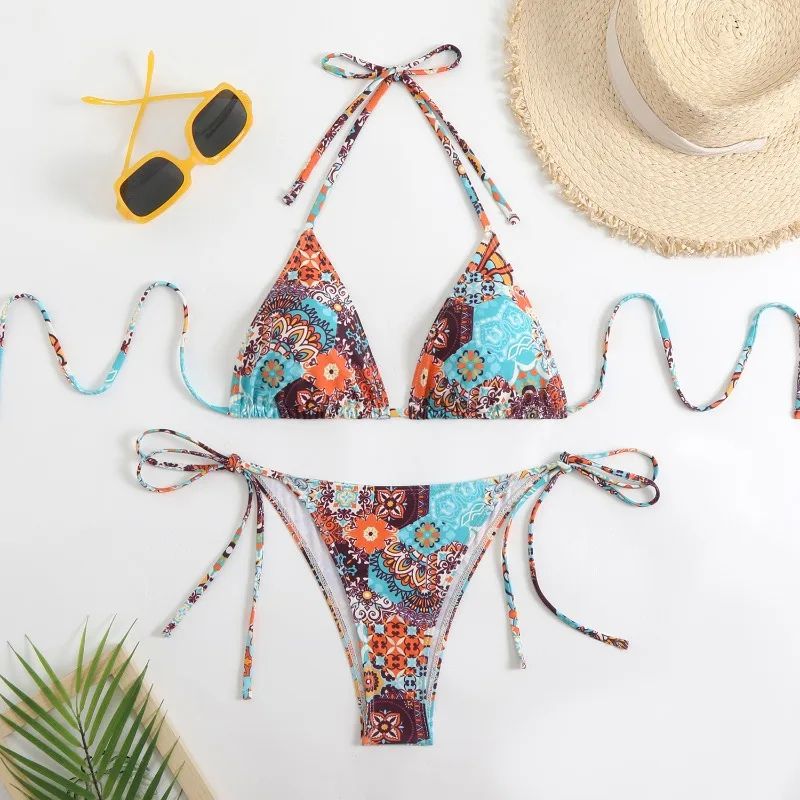 Circyy Floral Print LaceUp Backless Bikini Set For Women 10