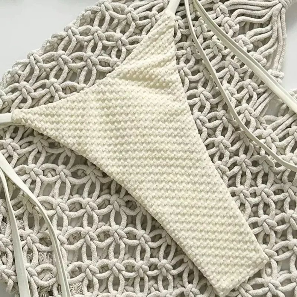 Solid Color Lace Up Bikini Set Womens Sexy Beach Swimwear 2