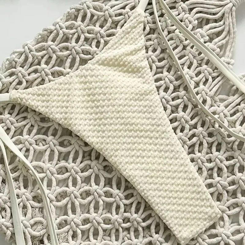 Solid Color Lace Up Bikini Set Womens Sexy Beach Swimwear 2