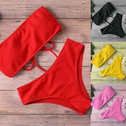 2024 high waist strapless bikini set women sexy swimwear