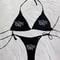 2000s Punk Y2K Gothic Rhinestone LaceUp Bikini Swimsuit 1