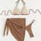 2025 Sexy Brown Halter PushUp Bikini Set With Skirt CoverUp 1