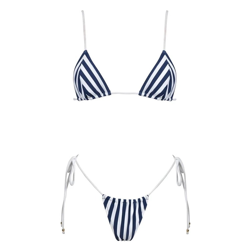 ZRTAK Striped Triangle Bikini Set Womens Micro Brazilian Swimwear 6