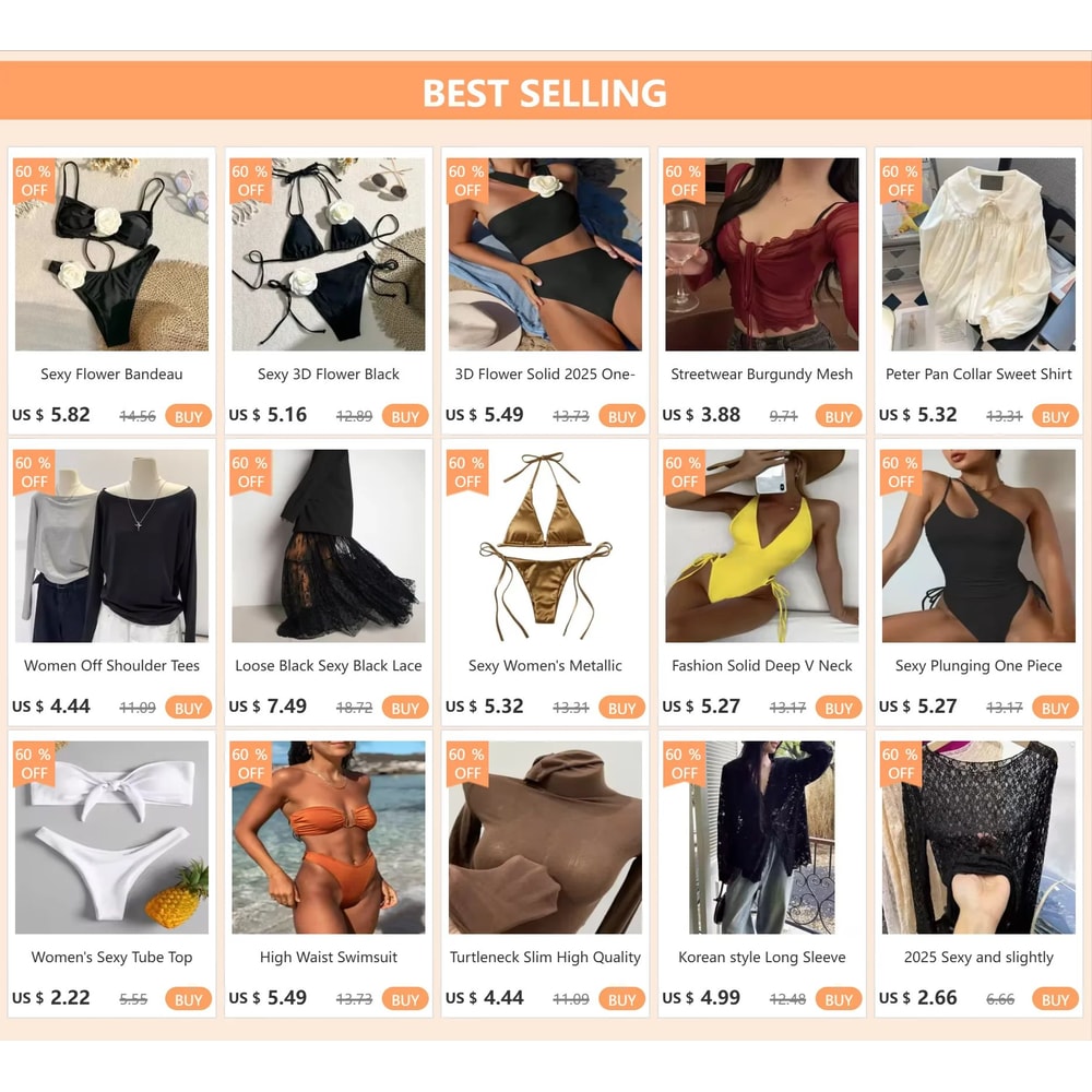 Sexy Floral Bandeau PushUp Thong Bikini Set Women 2025 6