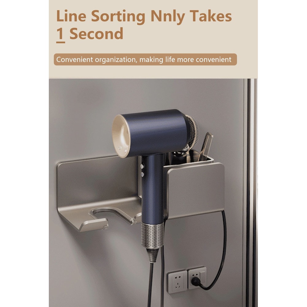 WallMounted Hair Dryer And Straightener Holder Organizer 7