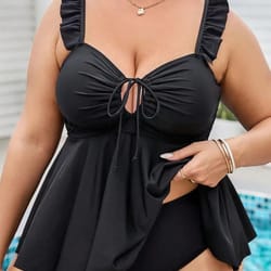 vigojany strapped plus size push up tankini set