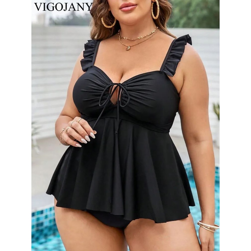 VigoJany Strapped Plus Size Push Up Tankini Set 2