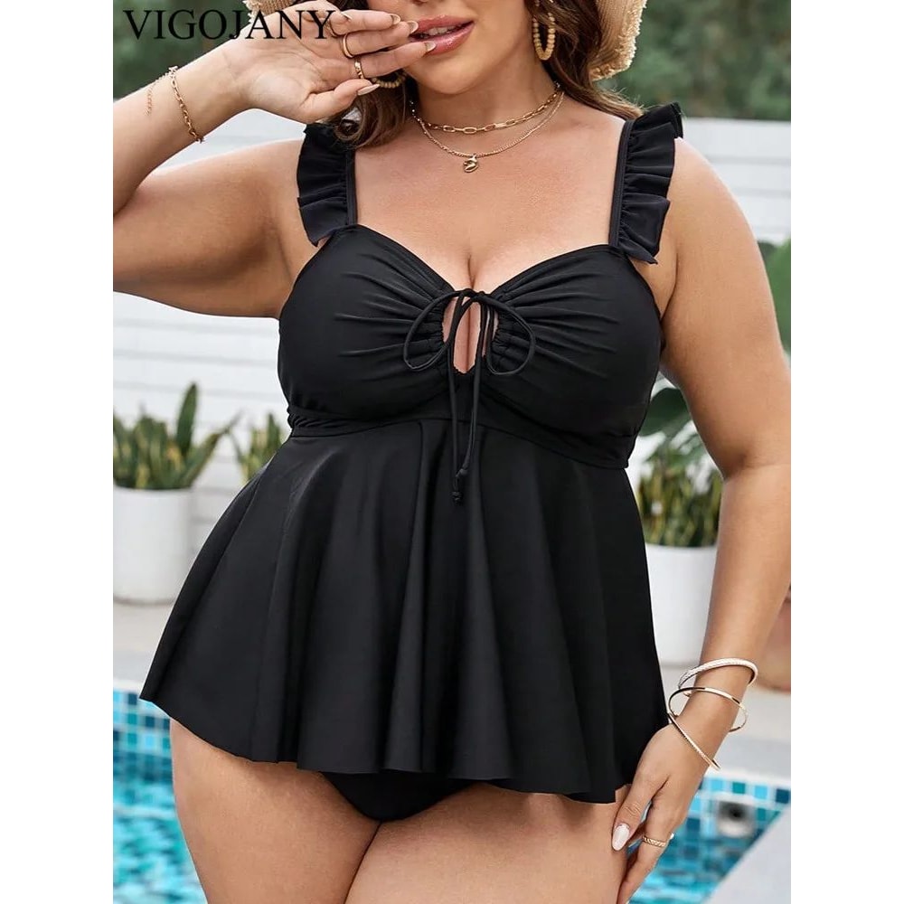 VigoJany Strapped Plus Size Push Up Tankini Set 3