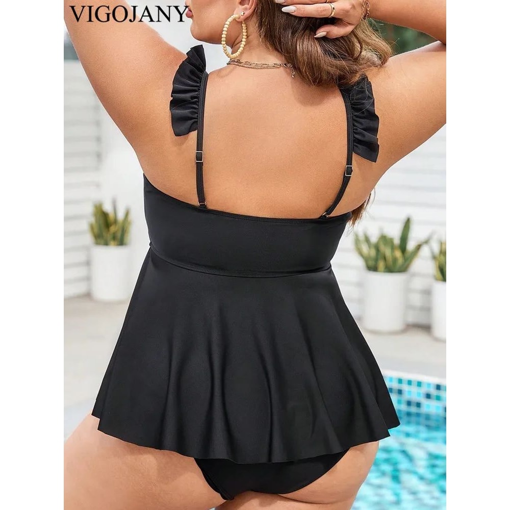 VigoJany Strapped Plus Size Push Up Tankini Set 4