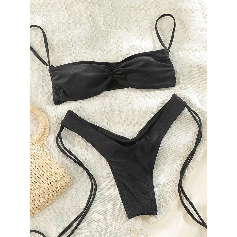 Womens High Cut String Bikini Set 0