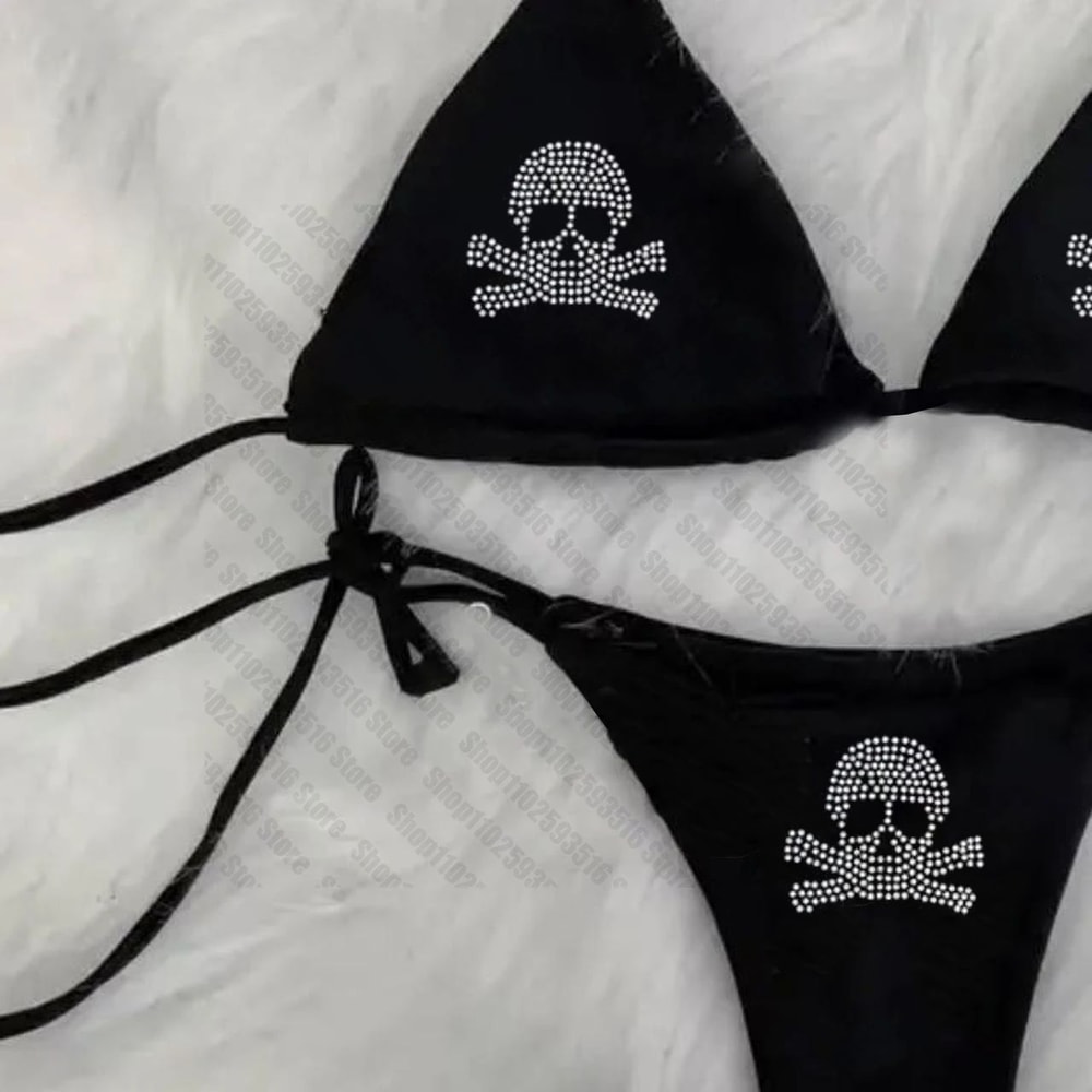 Y2K Rhinestone Skull Bikini Set 1