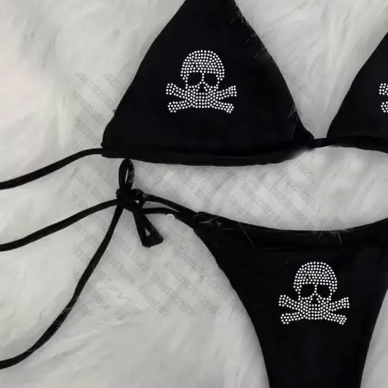 Y2K Rhinestone Skull Bikini Set 1