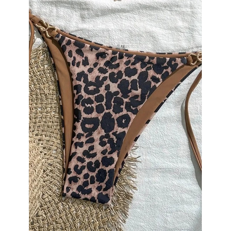 Leopard Print Halter Bikini Set 2