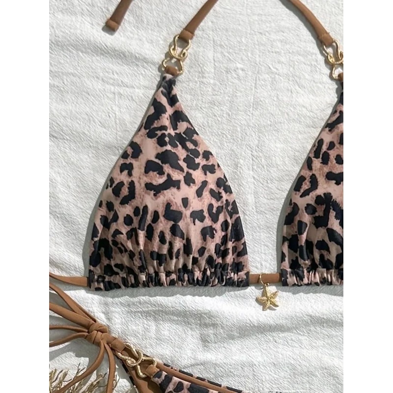 Leopard Print Halter Bikini Set 3