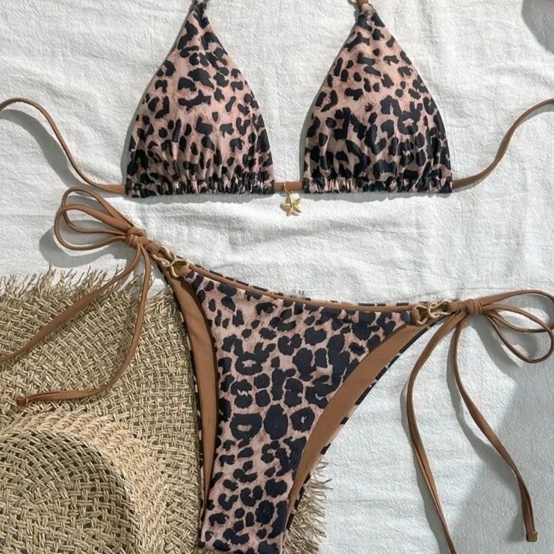 Leopard Print Halter Bikini Set 5