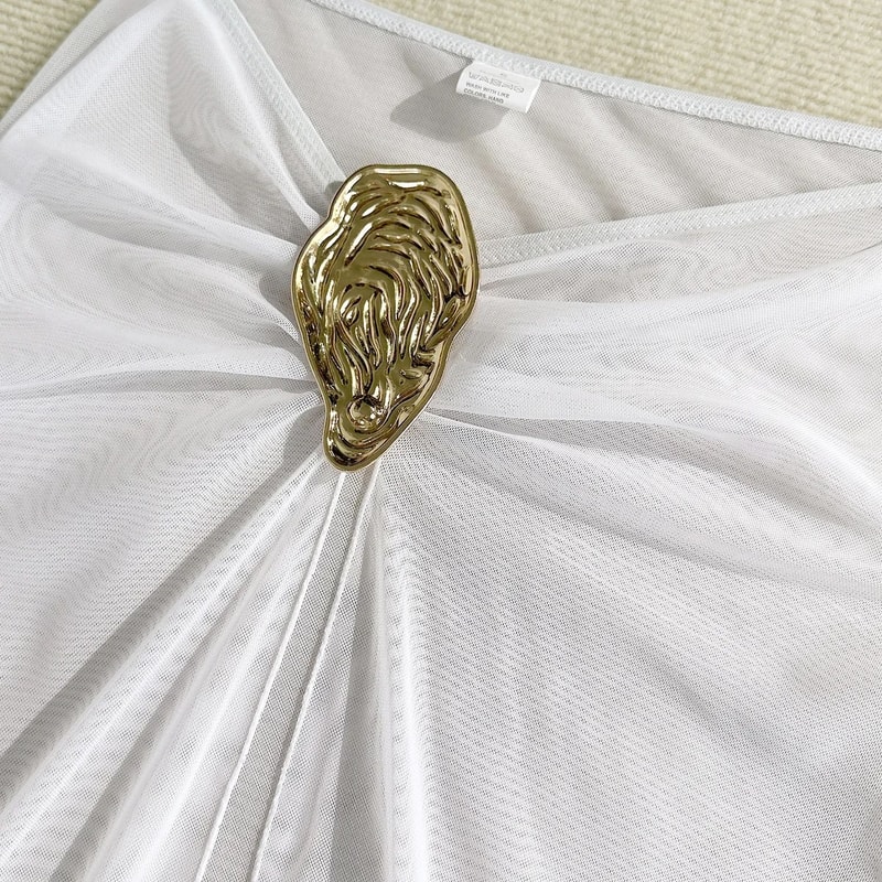 Vintage White Three Piece Push Up Bikini Set 14