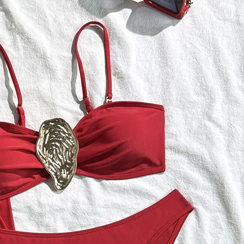 Vintage White Three Piece Push Up Bikini Set 17