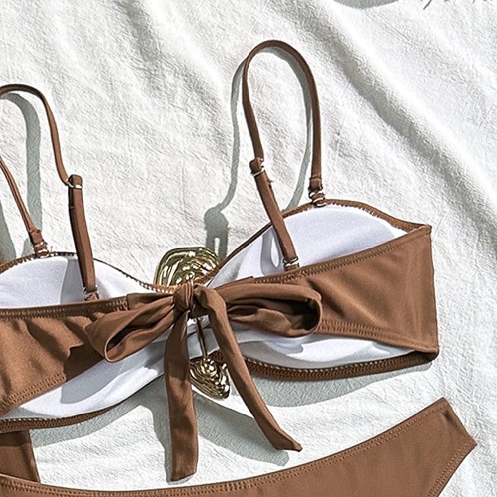 Vintage White Three Piece Push Up Bikini Set 24