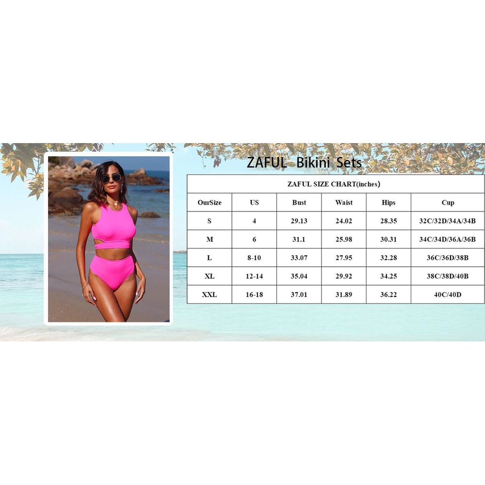 ZAFUL High Waisted Scoop Neck Bikini Set 8