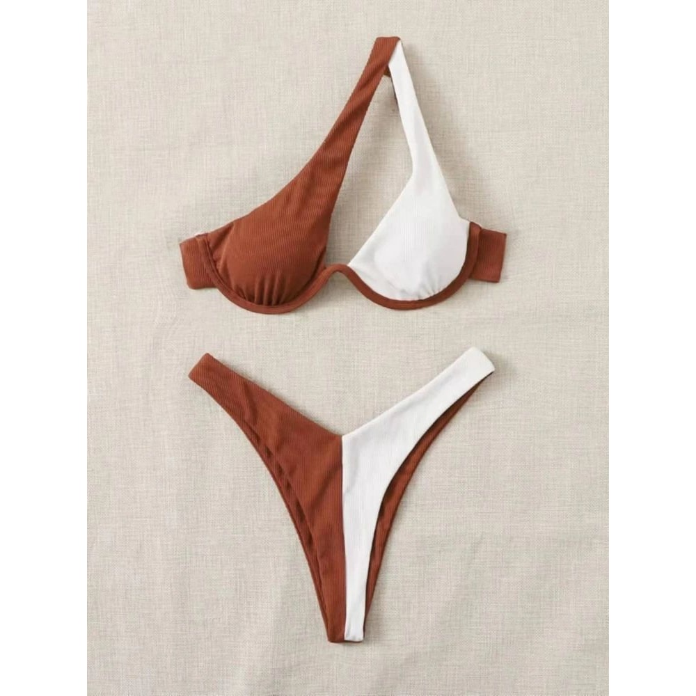 One Shoulder Cut Out Push Up Bikini Set 0