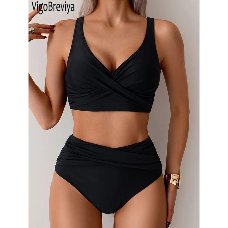 VigoBreviya Strapped High Waist Push Up Bikini Set 2
