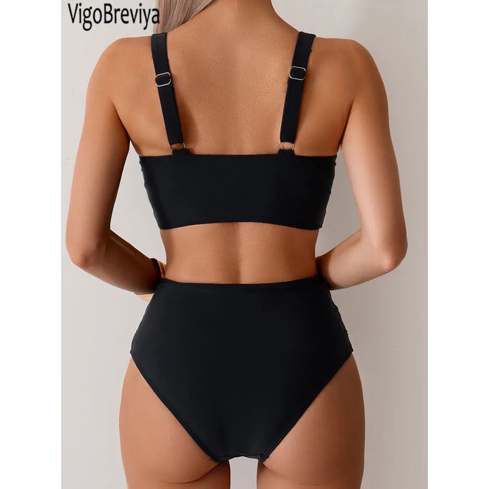 VigoBreviya Strapped High Waist Push Up Bikini Set 4