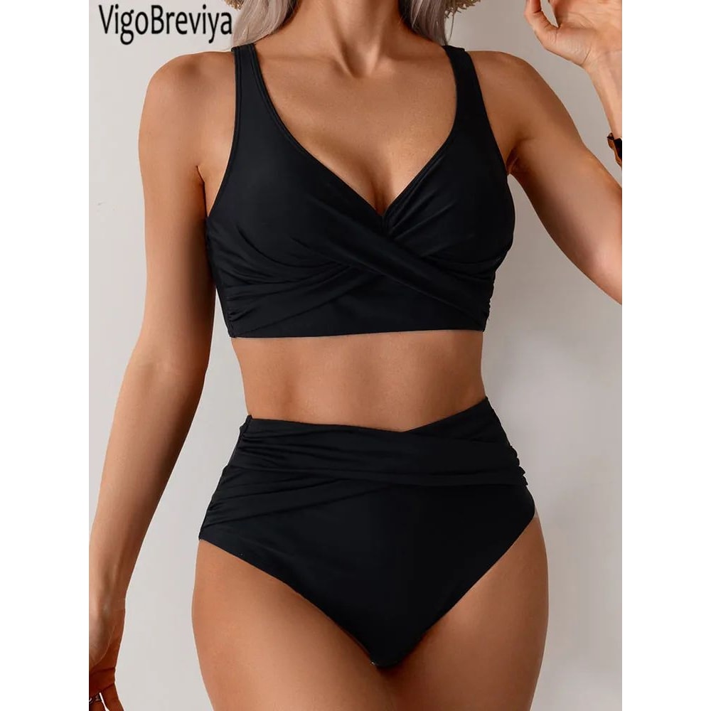 VigoBreviya Strapped High Waist Push Up Bikini Set 17