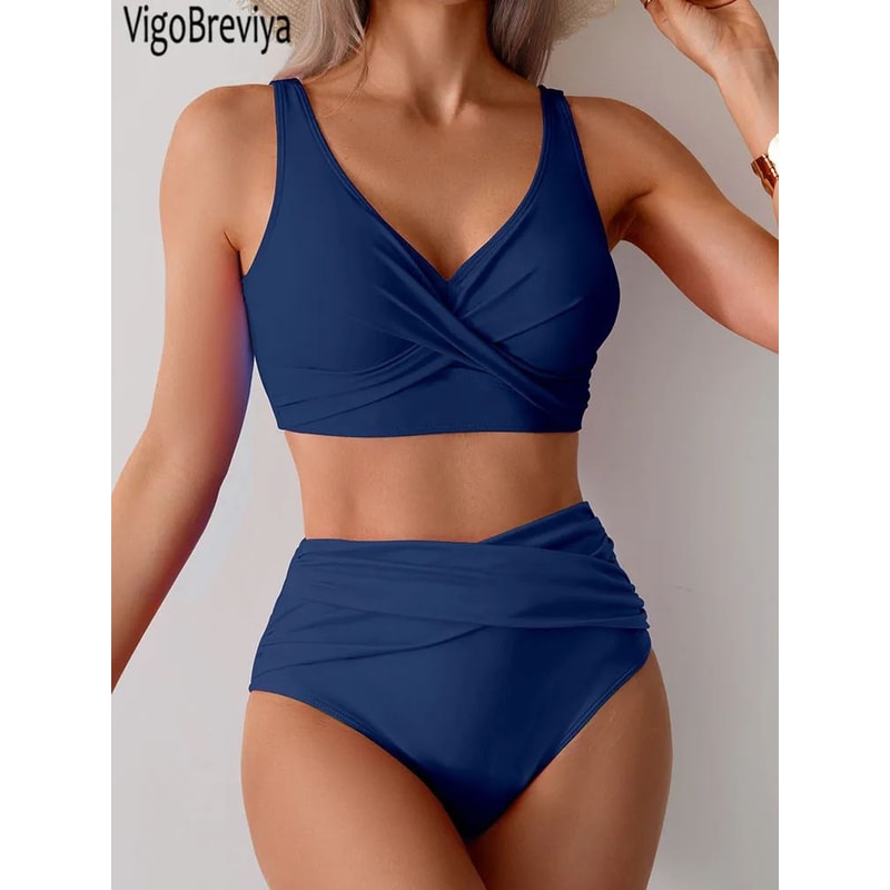 VigoBreviya Strapped High Waist Push Up Bikini Set 18