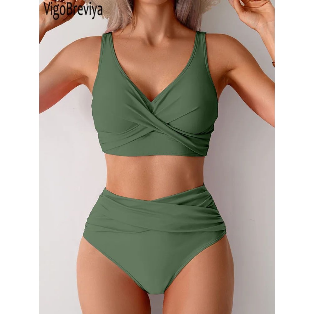 VigoBreviya Strapped High Waist Push Up Bikini Set 22