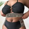 VigoJany Patchwork Hollow Plus Size Bikini Set 0