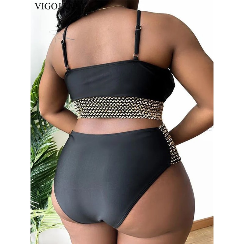 VigoJany Patchwork Hollow Plus Size Bikini Set 4
