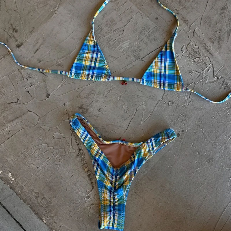 Plaid Micro Brazilian Bikini Set 1