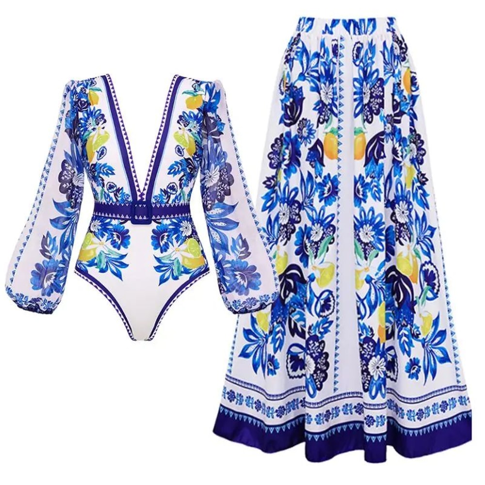 Printed Long Sleeve One Piece Swimsuit 15