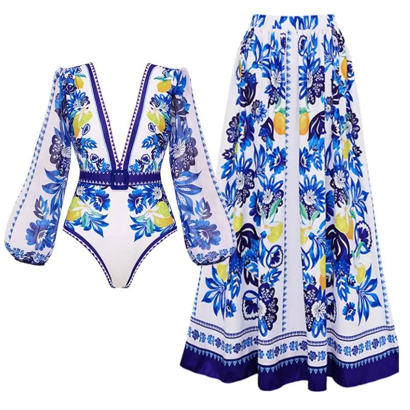 Printed Long Sleeve One Piece Swimsuit 15