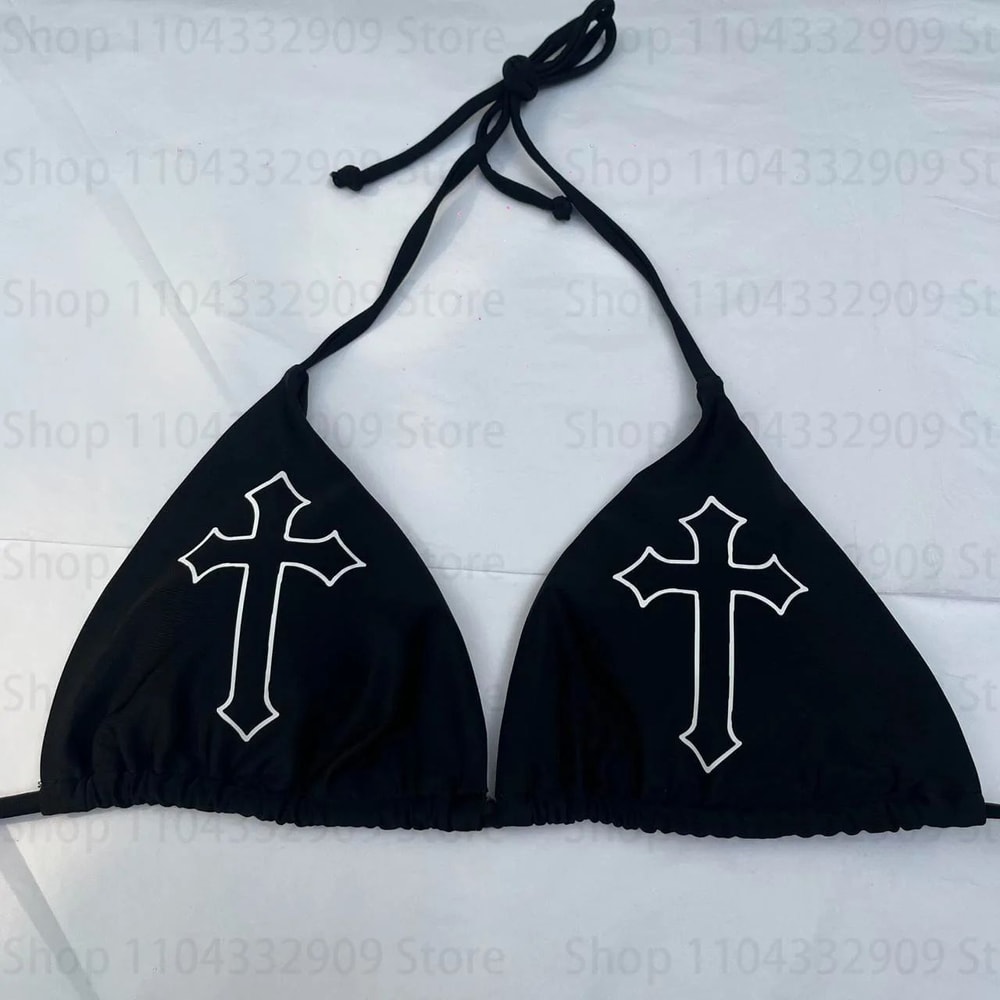 Y2K Gothic Star Thong Bikini Set 1