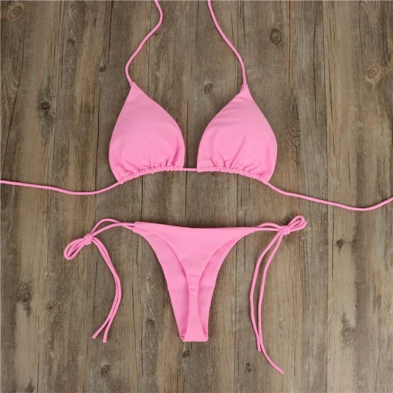 Sexy Halter Triangle Thong Bikini Set 3