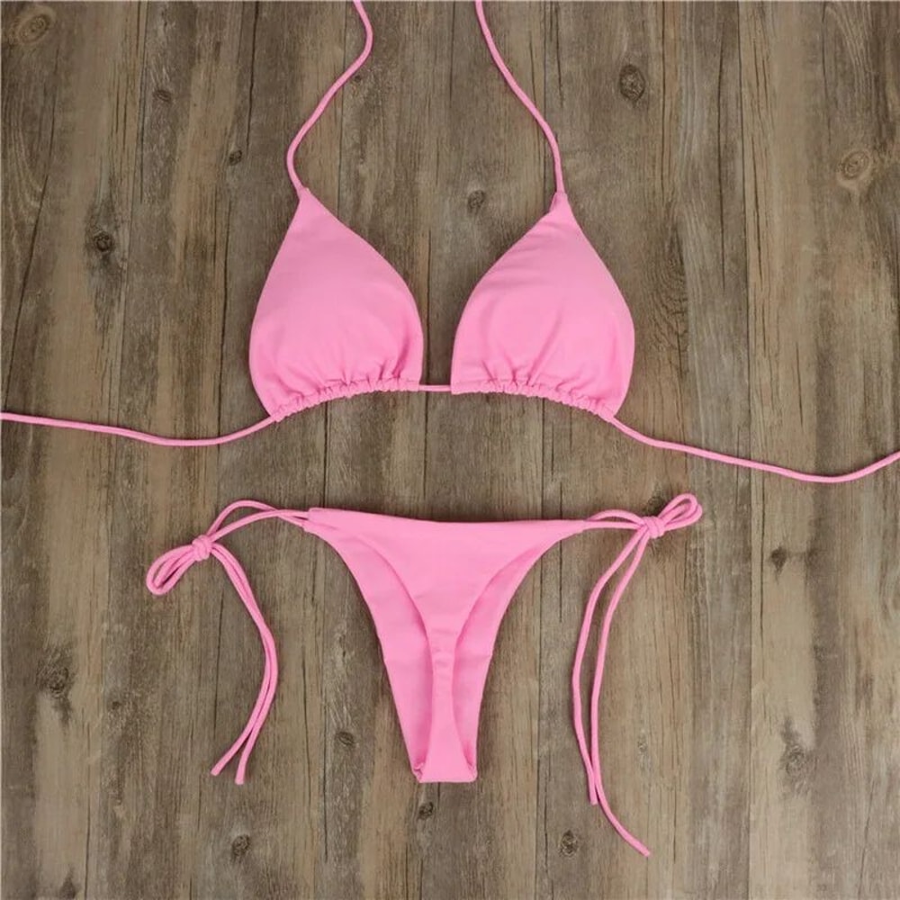 Sexy Halter Triangle Thong Bikini Set 11