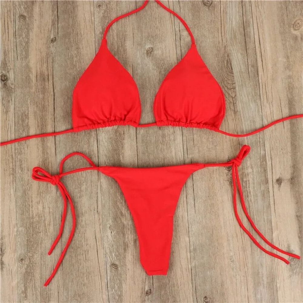 Sexy Halter Triangle Thong Bikini Set 12