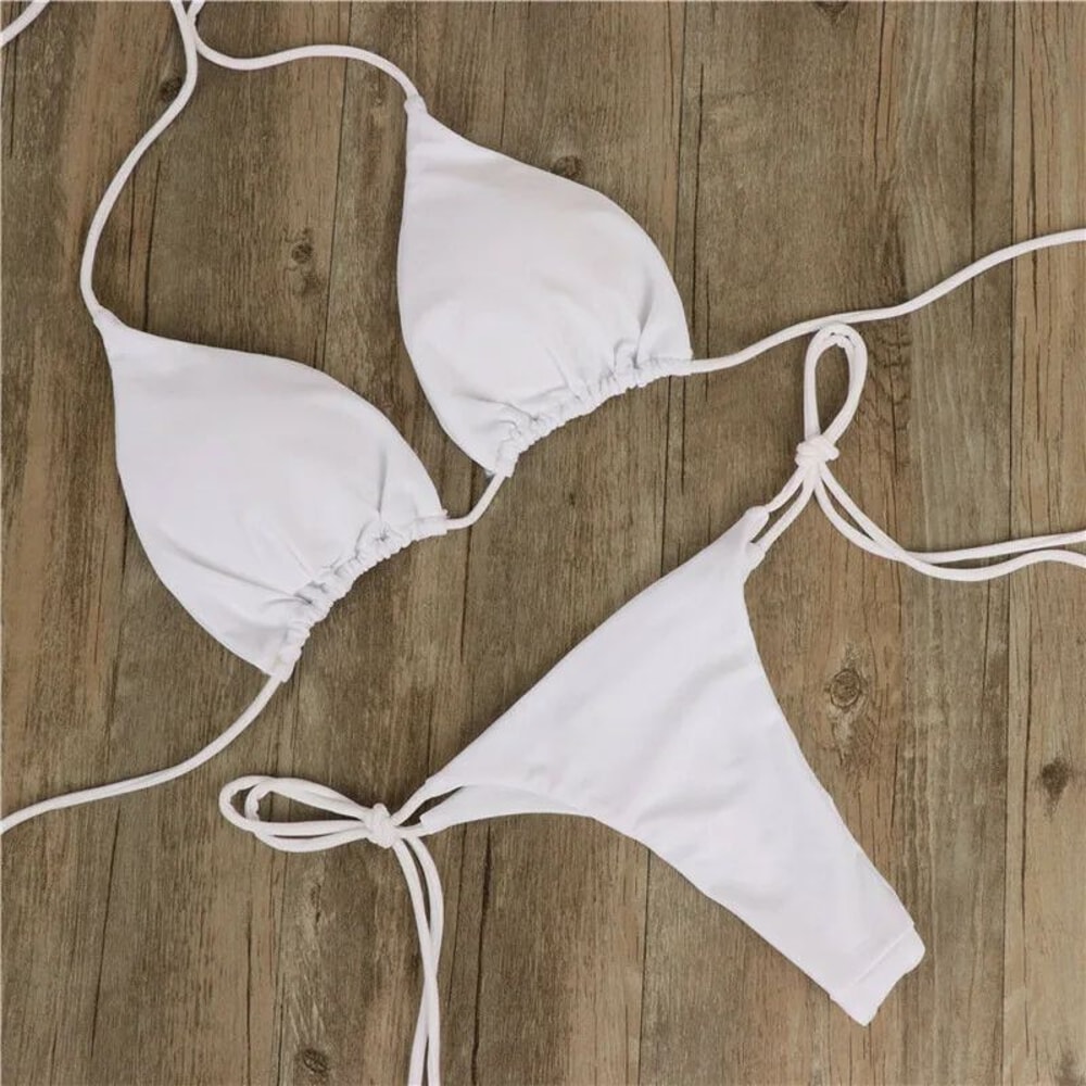 Sexy Halter Triangle Thong Bikini Set 13