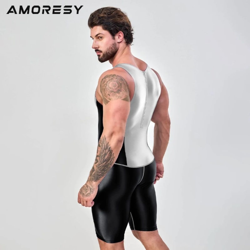 AMORESY Satin Smooth Mens Sports Jumpsuit 3