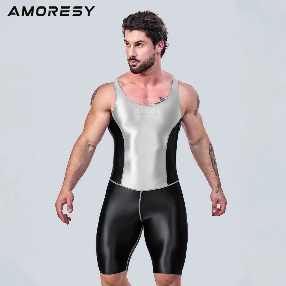 AMORESY Satin Smooth Mens Sports Jumpsuit 5