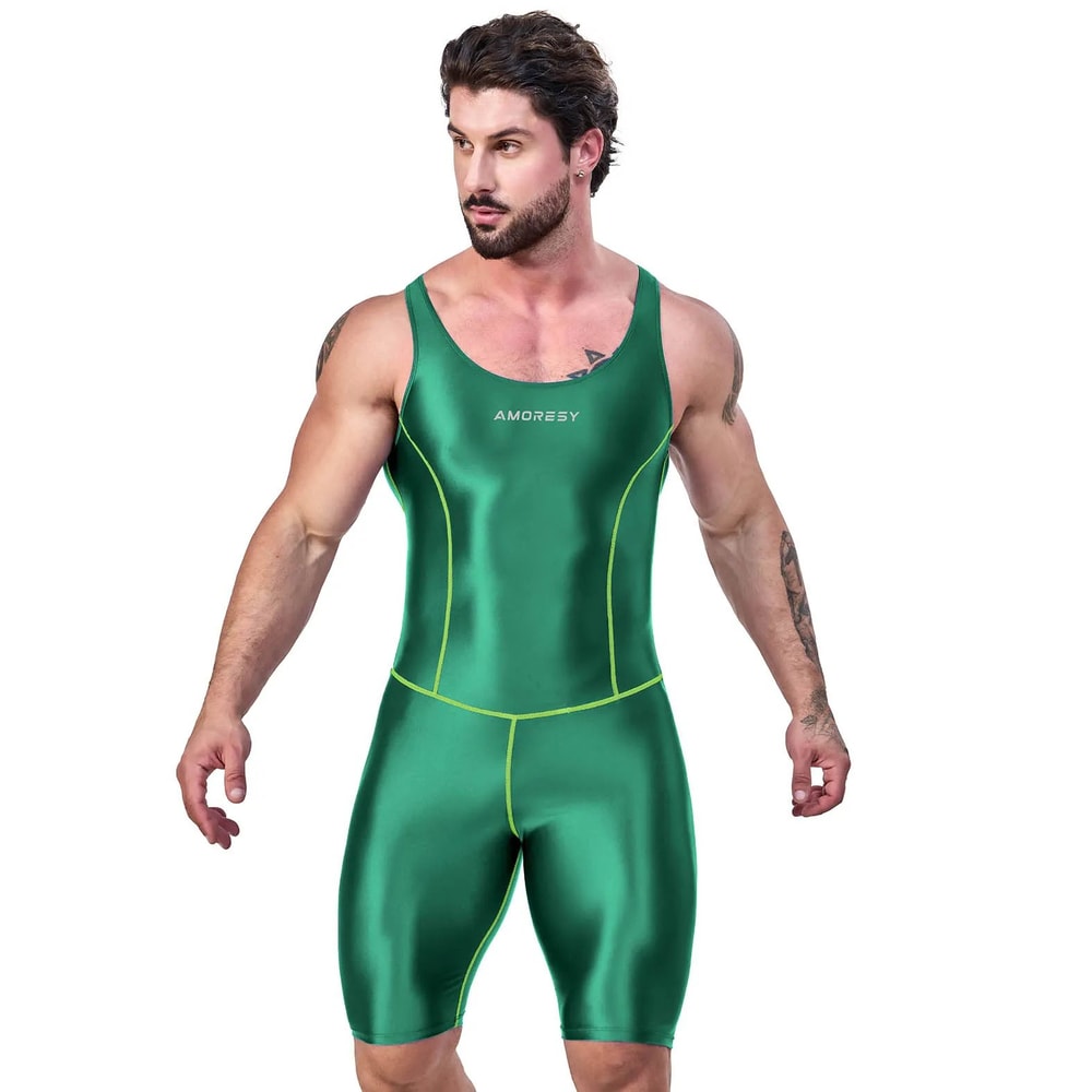 AMORESY Satin Smooth Mens Sports Jumpsuit 11
