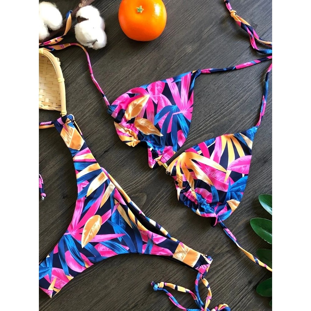 RUOTONGSEPT Feather Print Micro Bikini Set 2