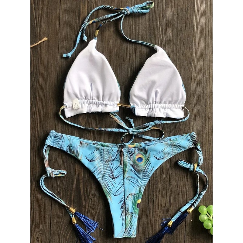 RUOTONGSEPT Feather Print Micro Bikini Set 4