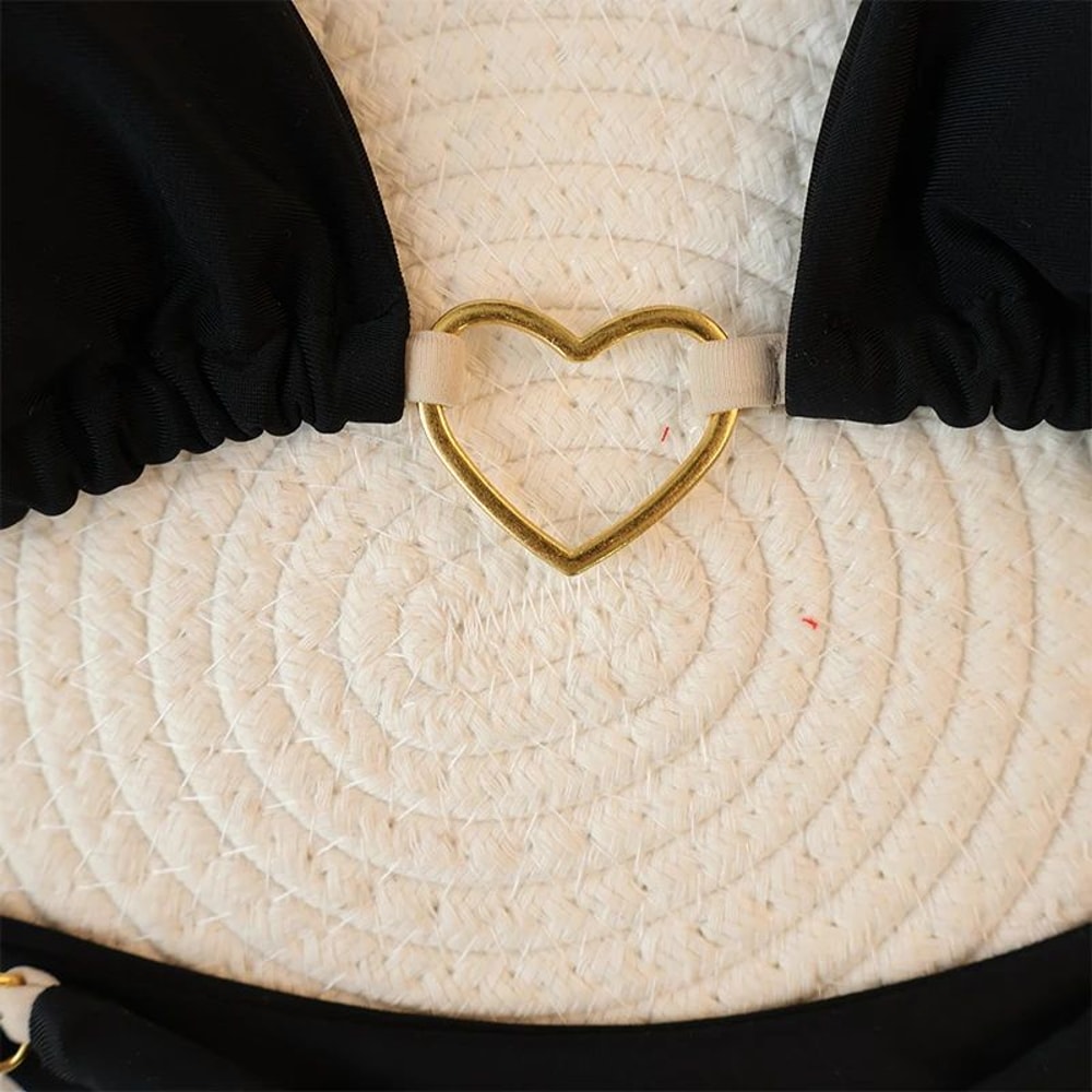 Heart Print Brazilian Halter Bikini Set 1