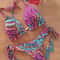 Floral Print Push Up String Bikini Set 0