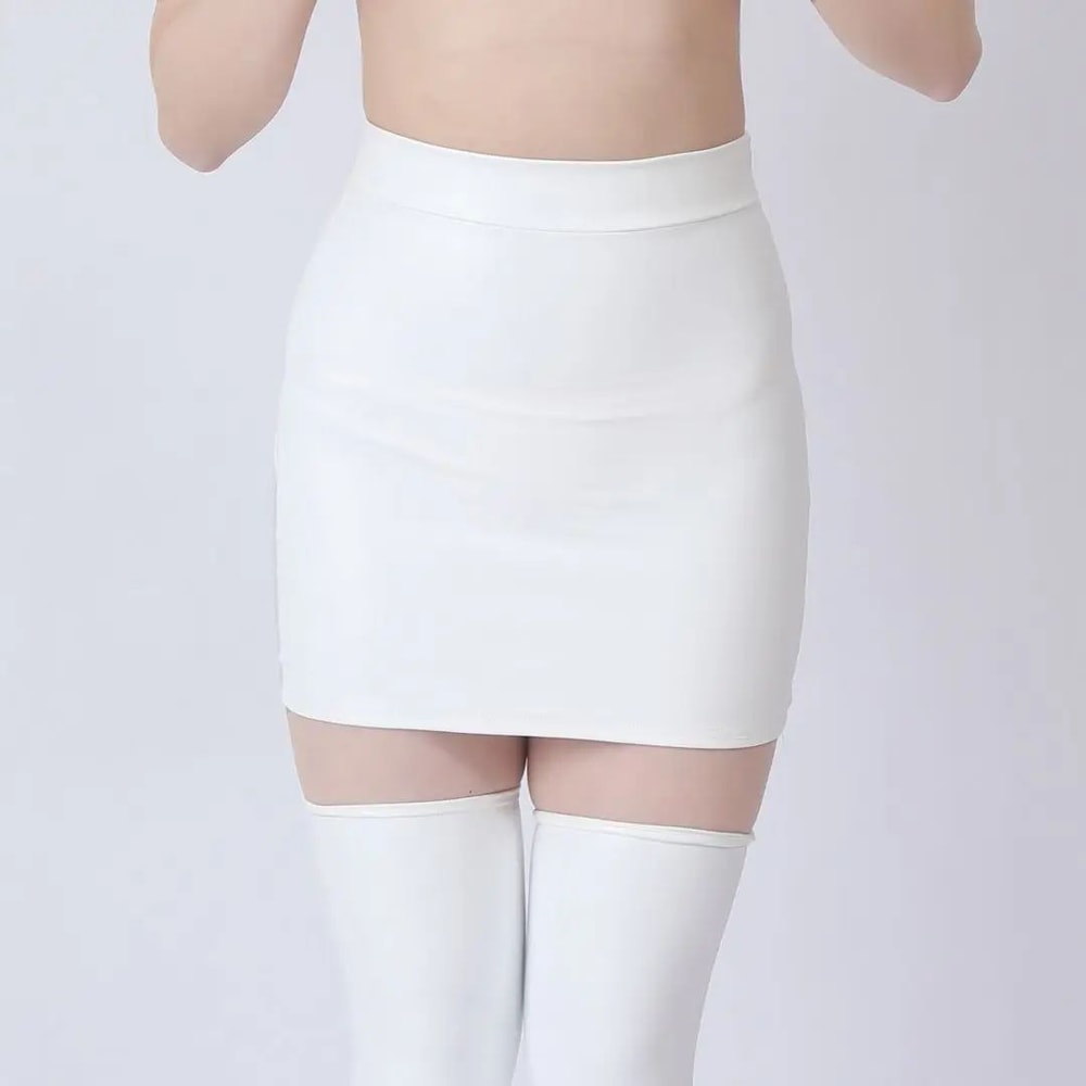Elastic PU Mesh Splicing Mini Skirt 5