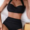Gathered Solid Color Bikini Set 0