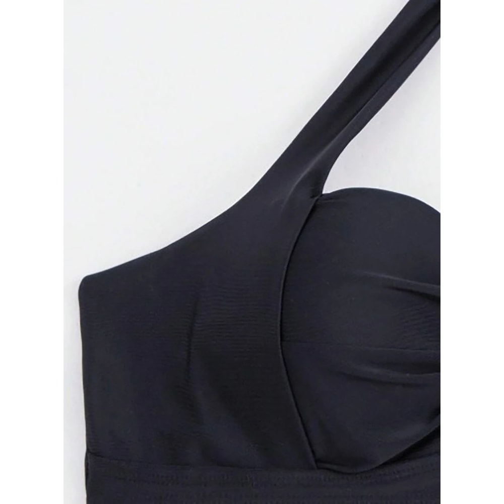 Gathered Solid Color Bikini Set 4